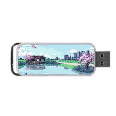 Japanese Themed Pixel Art The Urban And Rural Side Of Japan Portable Usb Flash (one Side) by Sarkoni