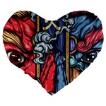 Japan Art Aesthetic Large 19  Premium Heart Shape Cushions Back
