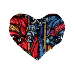 Japan Art Aesthetic Standard 16  Premium Flano Heart Shape Cushions by Sarkoni
