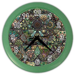 Digital Art Triangle Pattern Texture Mosaic Color Wall Clock by Grandong