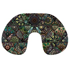 Digital Art Triangle Pattern Texture Mosaic Travel Neck Pillow by Grandong