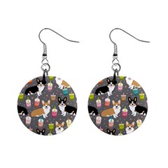 Welsh Corgi Dog Boba Tea Bubble Kawaii Mini Button Earrings by Grandong