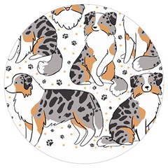 Australian Shepherd Dog T- Shirt Australian Shepherd Dog Illustration T- Shirt Round Trivet by hizuto