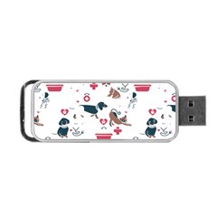 Veterinarian Gift T- Shirt Veterinary Medicine, Happy And Healthy Friends    Pattern    Coral Backgr Portable Usb Flash (one Side) by ZUXUMI