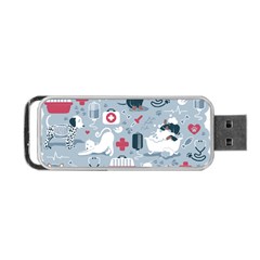 Veterinarian Medicine T- Shirt Veterinary Medicine, Happy And Healthy Friends    Pastel Blue Backgro Portable Usb Flash (one Side) by ZUXUMI