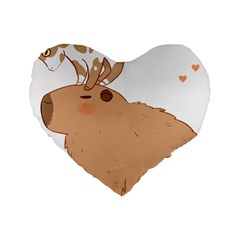 Capybara T- Shirt Cute Capybara With A Little Goat Friend On Its Head T- Shirt Yoga Reflexion Pose T- Shirtyoga Reflexion Pose T- Shirt Standard 16  Premium Heart Shape Cushions by hizuto