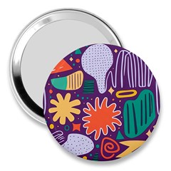 Colorful Shapes On A Purple Background 3  Handbag Mirrors by LalyLauraFLM