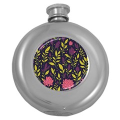 Flower Pattern Design Round Hip Flask (5 Oz) by Pakjumat
