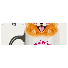 Pomeranian Dog T-shirtcute Pomeranian Dog Peeking Out Of A Mug T-shirt Banner And Sign 9  X 3  by EnriqueJohnson