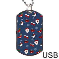 Christmas Background Design Pattern Dog Tag Usb Flash (two Sides) by uniart180623