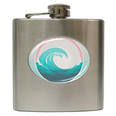 Tidal Wave Ocean Sea Tsunami Wave Minimalist Hip Flask (6 Oz) by uniart180623