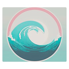 Tidal Wave Ocean Sea Tsunami Wave Minimalist Premium Plush Fleece Blanket (small) by uniart180623