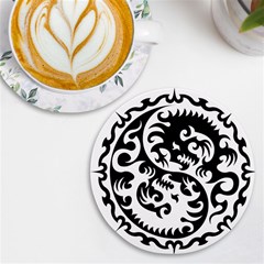 Ying Yang Tattoo Uv Print Round Tile Coaster by Ket1n9