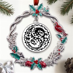 Ying Yang Tattoo Metal X mas Wreath Holly Leaf Ornament by Ket1n9
