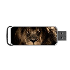 African-lion-mane-close-eyes Portable Usb Flash (one Side) by Ket1n9