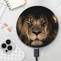 African-lion-mane-close-eyes Wireless Fast Charger(white) by Ket1n9