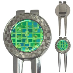 Green-abstract-geometric 3-in-1 Golf Divots by Ket1n9