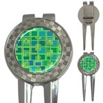 Green-abstract-geometric 3-in-1 Golf Divots Front