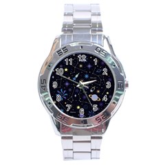 Starry Night  Space Constellations  Stars  Galaxy  Universe Graphic  Illustration Stainless Steel Analogue Watch by Grandong