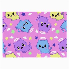 Seamless Pattern With Cute Kawaii Kittens Large Glasses Cloth (2 Sides) by Grandong