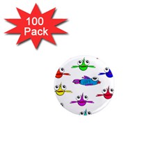 Fish Swim Cartoon Funnycute 1  Mini Magnets (100 Pack)  by Sapixe