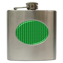 Green Christmas Tree Pattern Background Hip Flask (6 Oz) by Amaryn4rt