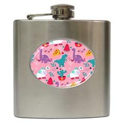 Colorful-funny-christmas-pattern Ho Ho Ho Hip Flask (6 Oz) by Amaryn4rt