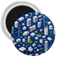 Isometric-seamless-pattern-megapolis 3  Magnets by Amaryn4rt