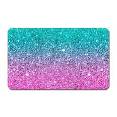 Pink And Turquoise Glitter Magnet (rectangular) by Sarkoni