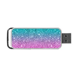 Pink And Turquoise Glitter Portable Usb Flash (one Side) by Sarkoni
