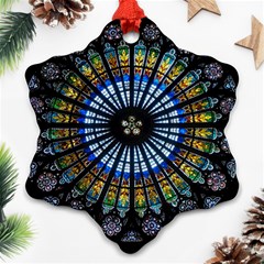 Mandala Floral Wallpaper Rose Window Strasbourg Cathedral France Snowflake Ornament (two Sides) by Sarkoni