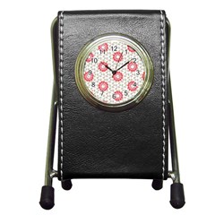 Print Pattern Fashion Background Pen Holder Desk Clock by Pakjumat