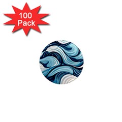 Pattern Ocean Waves Arctic Ocean Blue Nature Sea 1  Mini Magnets (100 Pack)  by Pakjumat