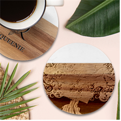 Psychedelic Tree Abstract Psicodelia Marble Wood Coaster (round) by Modalart