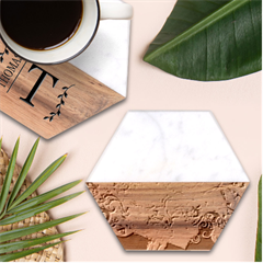 Psychedelic Tree Abstract Psicodelia Marble Wood Coaster (hexagon)  by Modalart
