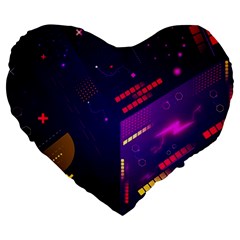 Vector Design Gamming Sytle Retro Art Pattern Large 19  Premium Heart Shape Cushions by Sarkoni