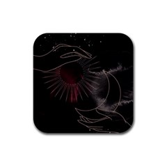 Universal Balance Moon Abstract Star Sun Universe Rubber Square Coaster (4 Pack) by Modalart