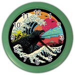 Retro Wave Kaiju Godzilla Japanese Pop Art Style Color Wall Clock Front