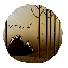 Landscape Trees Wallpaper Mountains Large 18  Premium Round Cushions by Sarkoni