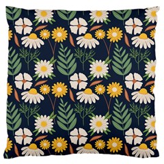 Flower Grey Pattern Floral Large Cushion Case (two Sides) by Dutashop