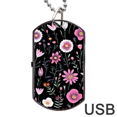 Flowers Pattern Dog Tag Usb Flash (one Side) by Ravend