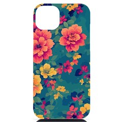 Floral Art Flowers Textile Iphone 14 Plus Black Uv Print Case by Ravend
