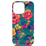 Floral Art Flowers Textile iPhone 14 Pro Max Black UV Print Case Front