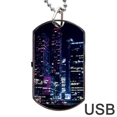 Black Building Lighted Under Clear Sky Dog Tag Usb Flash (two Sides) by Modalart