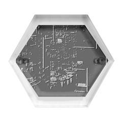 Photo Of Buildings During Nighttime Hexagon Wood Jewelry Box by Modalart