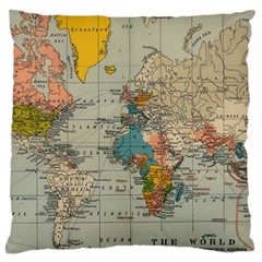 Vintage World Map Standard Premium Plush Fleece Cushion Case (one Side) by Ndabl3x