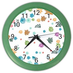 Flower Leaves Background Floral Color Wall Clock by Grandong