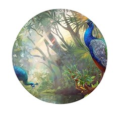 Peafowl Peacock Bird Birds Painting Art Wildlife Mini Round Pill Box by Sarkoni