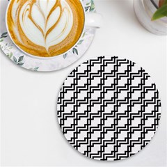 Pattern Monochrome Repeat Uv Print Round Tile Coaster by Apen