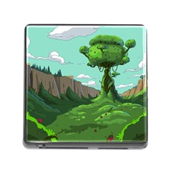 Adventure Time Cartoon Green Color Nature  Sky Memory Card Reader (square 5 Slot) by Sarkoni